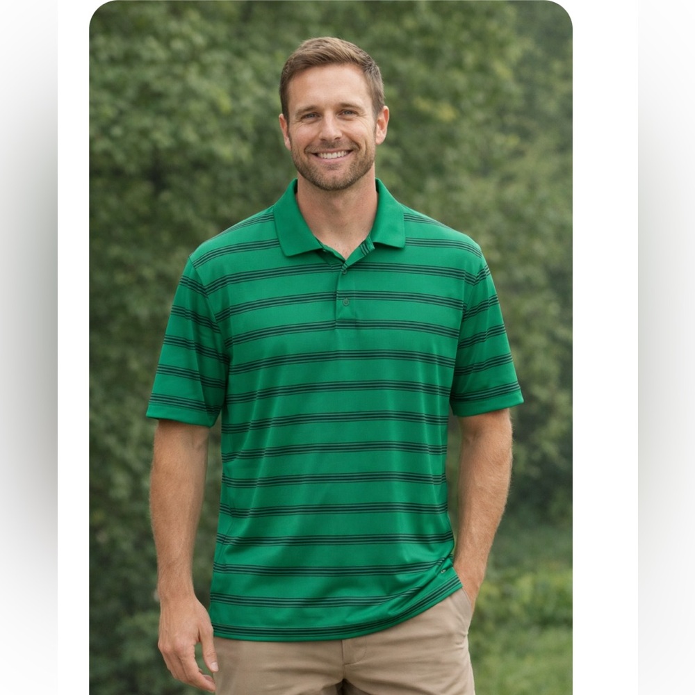 C9 by CHAMPION Green PGA Tour Striped Golf Polo